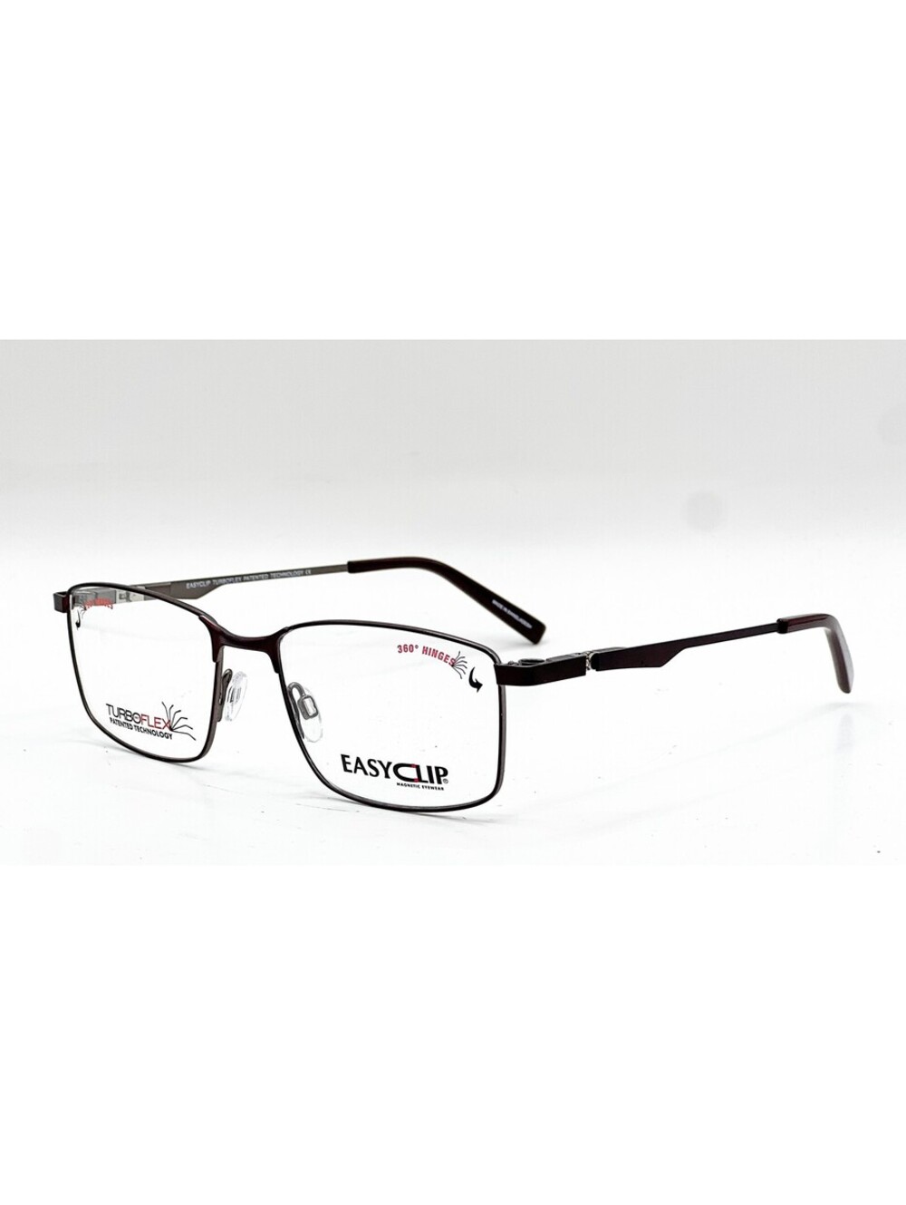 Easyclip Ec694 10 Burgundy Steel Authentic Eyeglasses W/ Clip 54-18-140